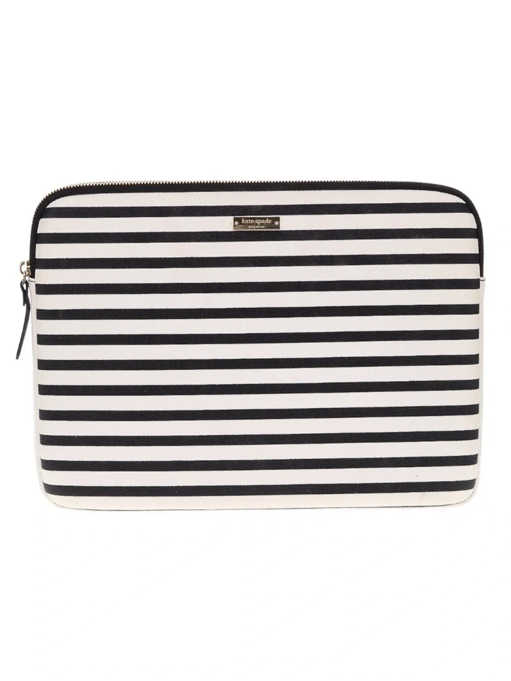 kate Spade Black and White Striped Laptop Sleeve
